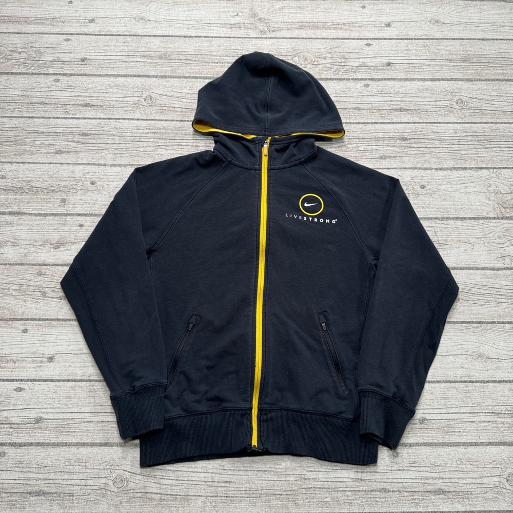 Nike Hoodie Men's Large Black Full Zip Dri-FIT Athletic Livestrong Training Gym